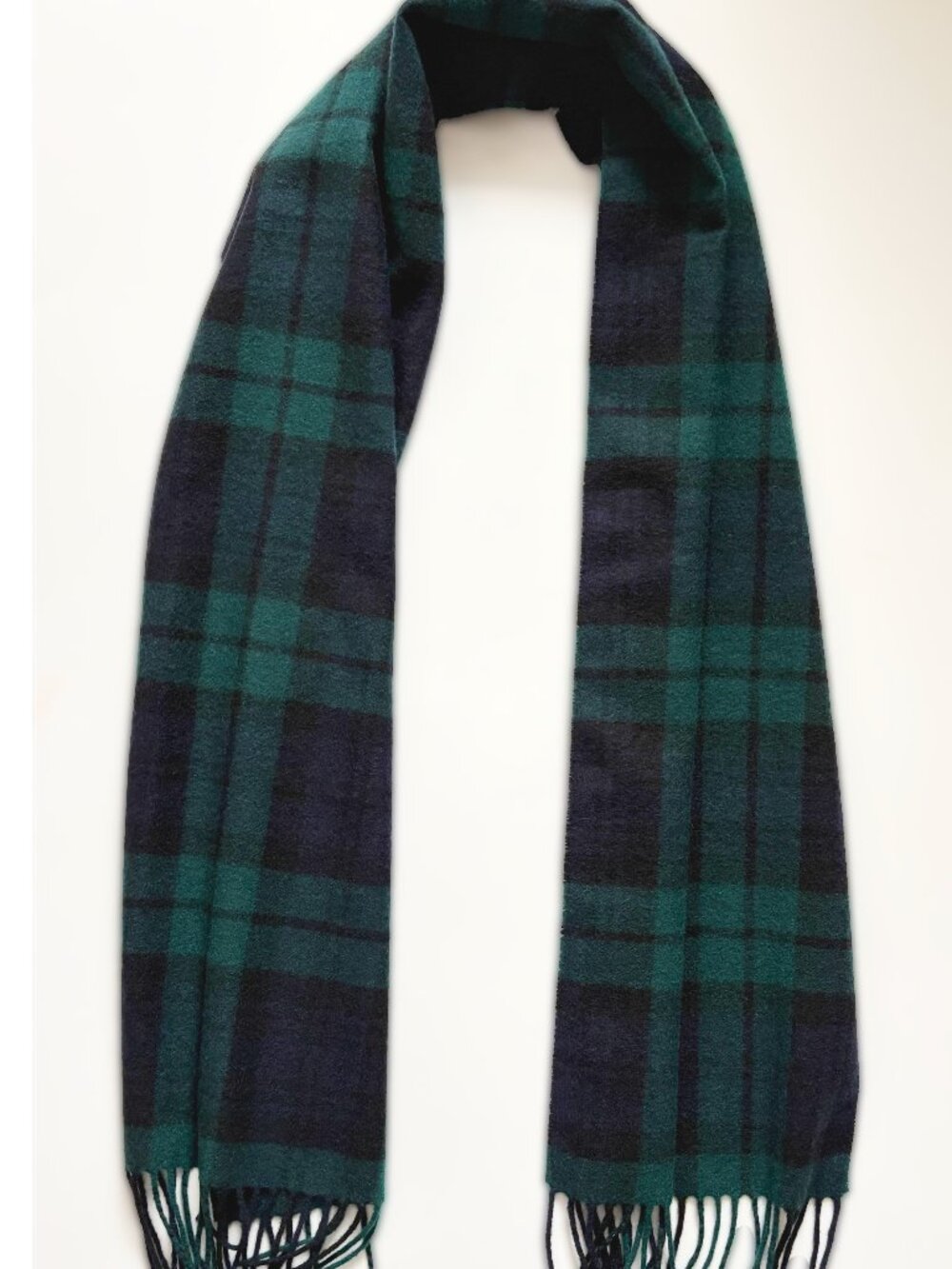 NEW Blue Green Black Watch Plaid Reserve Collection Cashmere Scarf Jos. A. Bank - Picture 4 of 13